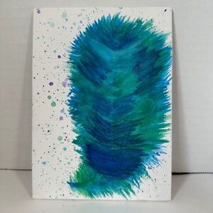 Hand-painted abstract, lovely, multicolored, cool peacock feather